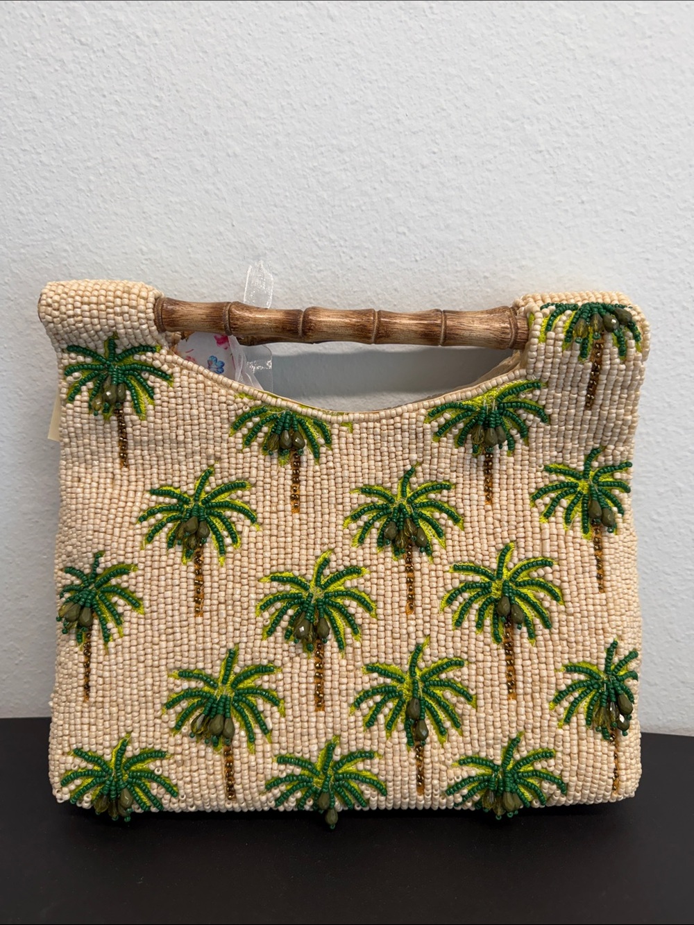 Handcrafted In India | 🌴 Beaded Palm Tree Summer Vacation Wristlet Clutch